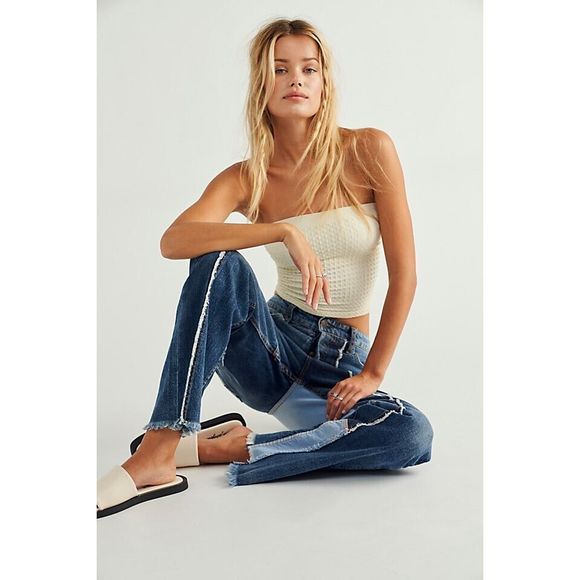 New Free People X Dr. Collectors Denim Patchwork Jeans Size Xs - Picture 4 of 10